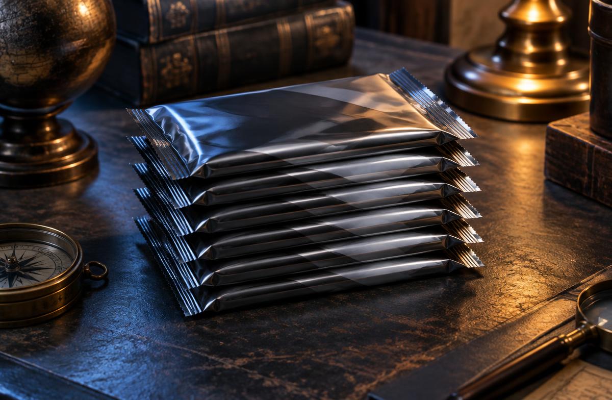 Unbranded sealed trading card packs on a collector's desk